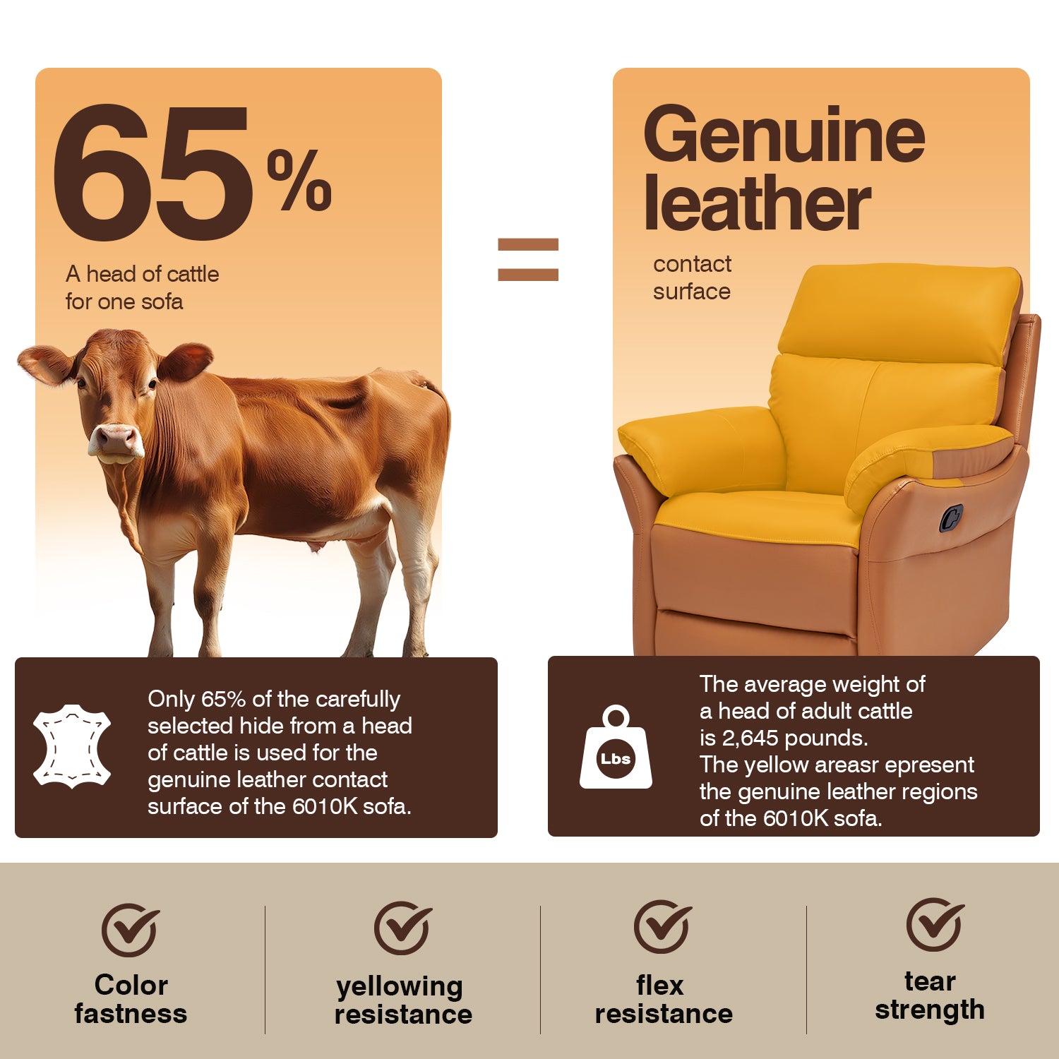 Airsky Recliner Chair Top-Grain Leather Genuine Leather Ergonomic Living Room Sofa for Adults