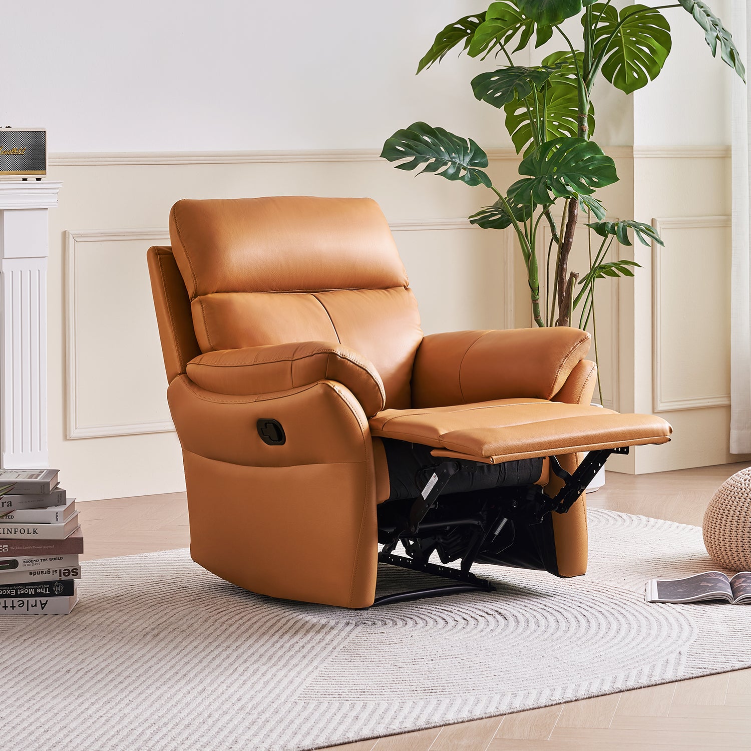 Airsky Recliner Chair Top-Grain Leather Genuine Leather Ergonomic Living Room Sofa for Adults