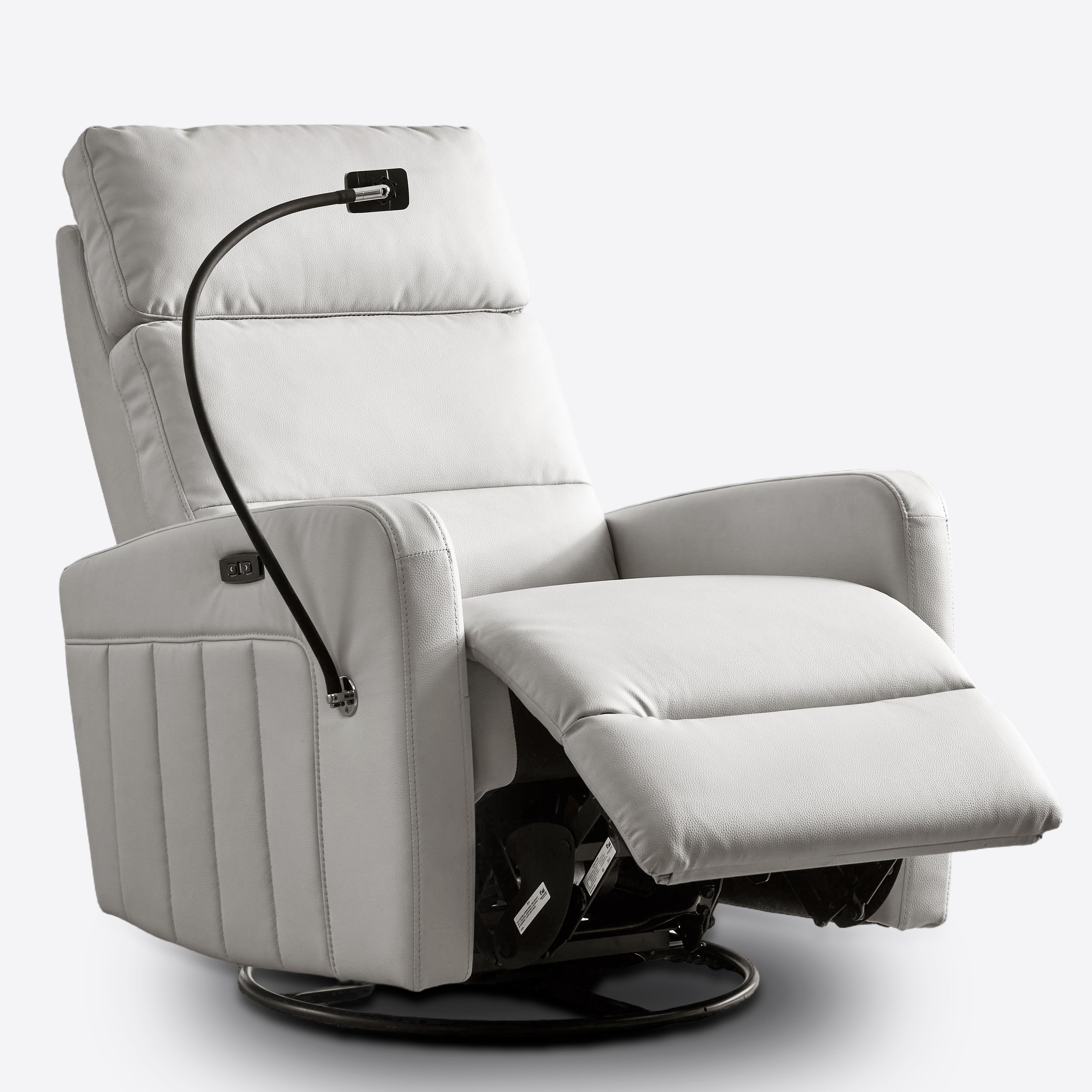 Airsky Power Swivel Glider Recliner Leather Nursery Rocker Chair With Phone Holder