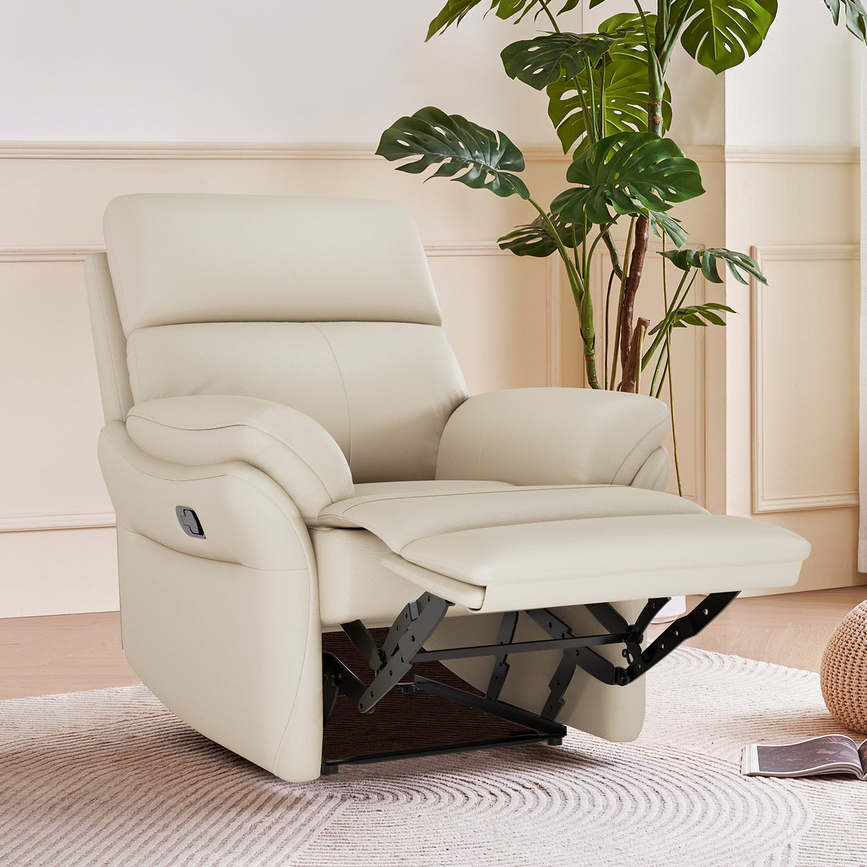ergonomic top-grain leather recliner chair for adults