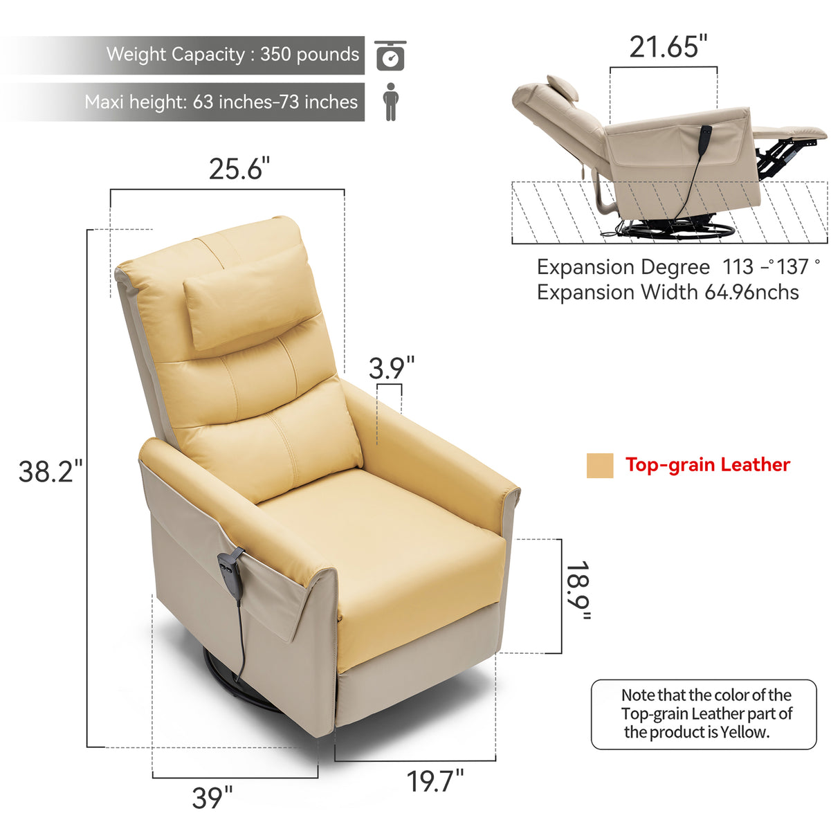 Size of Airsky Power Recliner P1, 350 Pounds