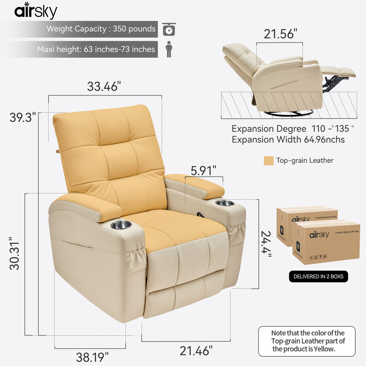 the Size and Packaging of Swivel Rocking Recliner Nursing Breastfeeding Chair For Mom