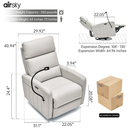 Size view of Airsky Power Recliner chair