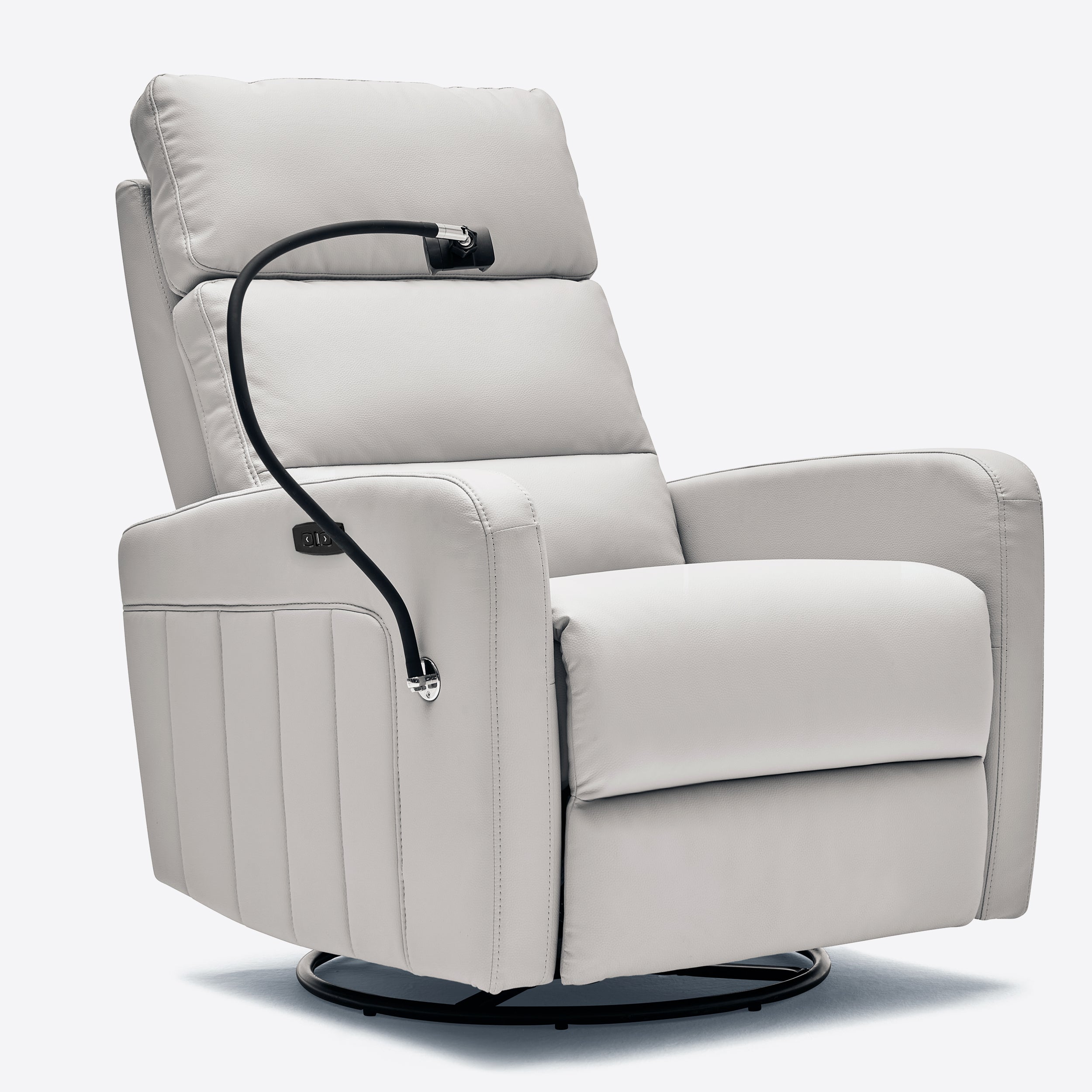 Airsky Power Swivel Glider Recliner Leather Nursery Rocker Chair With Phone Holder