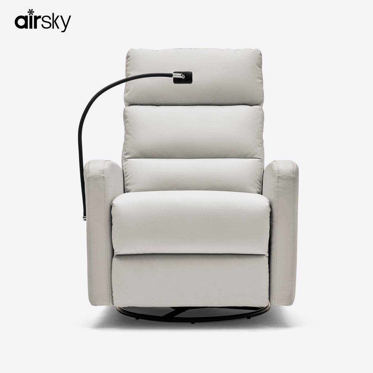 Front view of Airsky Recliner in premium leather, ergonomic design for living room comfort