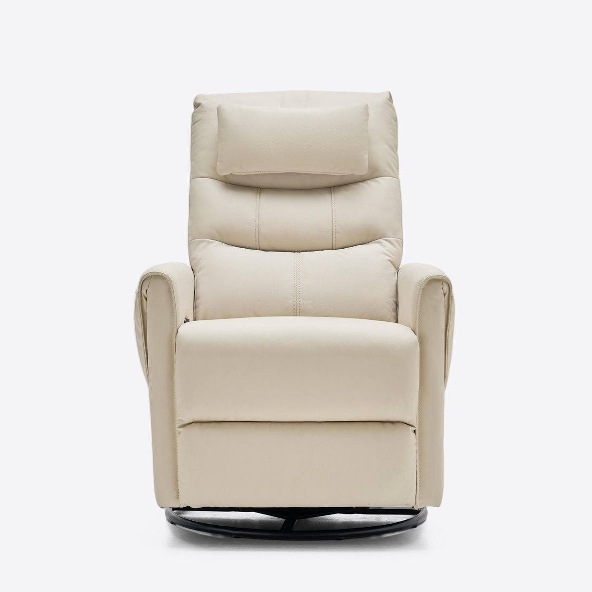 the Front of Airsky Manual Genuine Leather Recliner Chair 360° Swivel Rocking Recliners With Removable Headrest R3