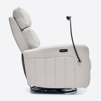 Airsky Power Swivel Glider Recliner Leather Nursery Rocker Chair With Phone Holder