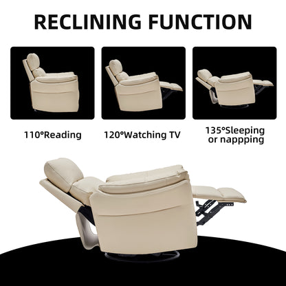 Airsky Genuine Leather Reclining Oversized Swivel Rocker Glider Recliner Chairs For Large-sized Adults