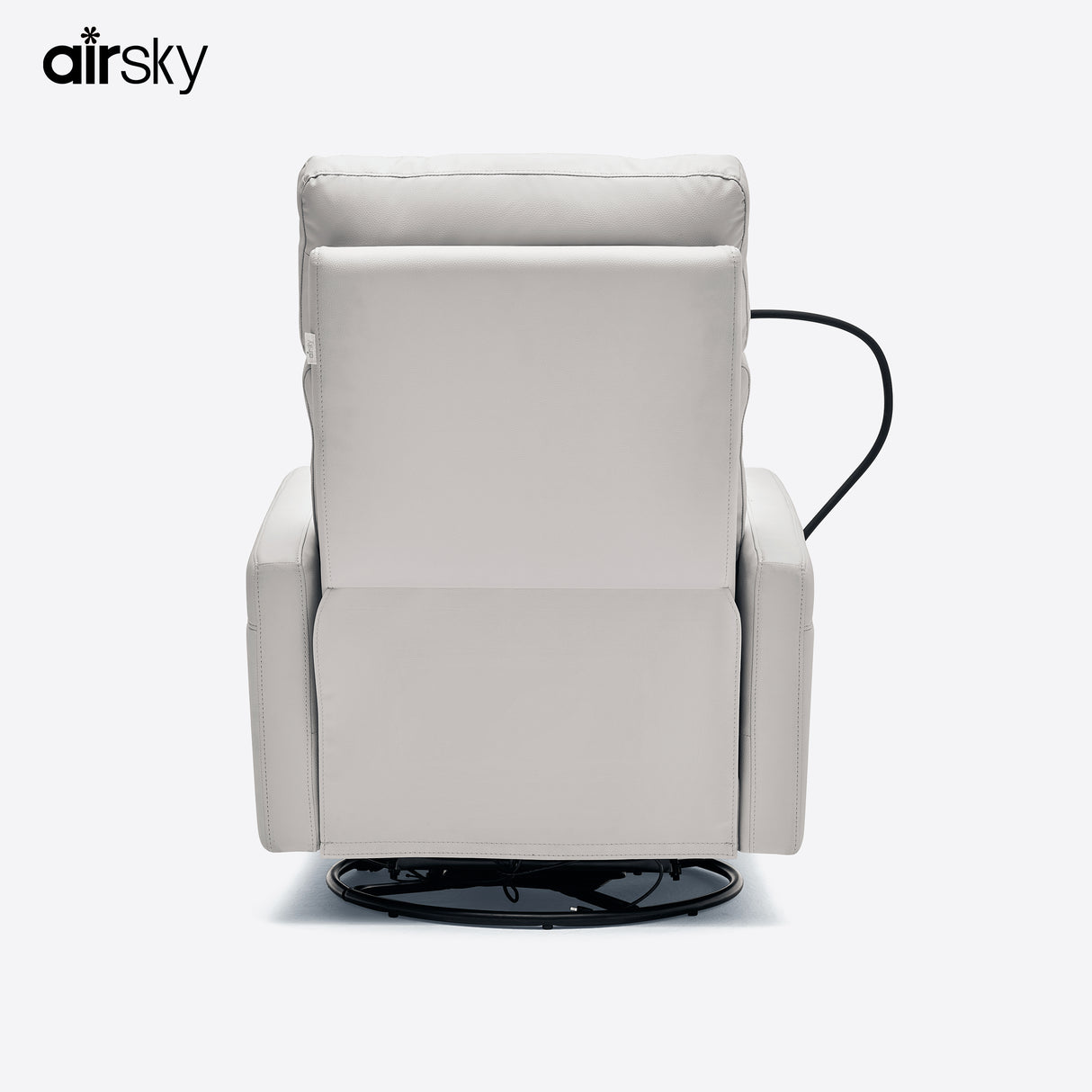 Back view of Airsky Recliner chair with smooth leather finish and hidden swivel base