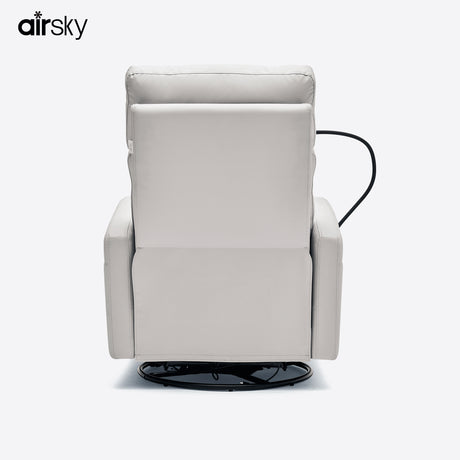 Back view of Airsky Recliner chair with smooth leather finish and hidden swivel base