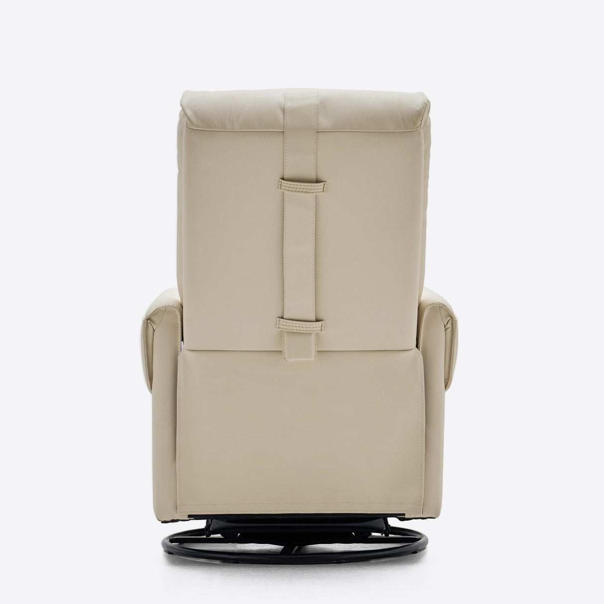 the Back of Airsky Manual Genuine Leather Recliner Chair 360° Swivel Rocking Recliners With Removable Headrest R3