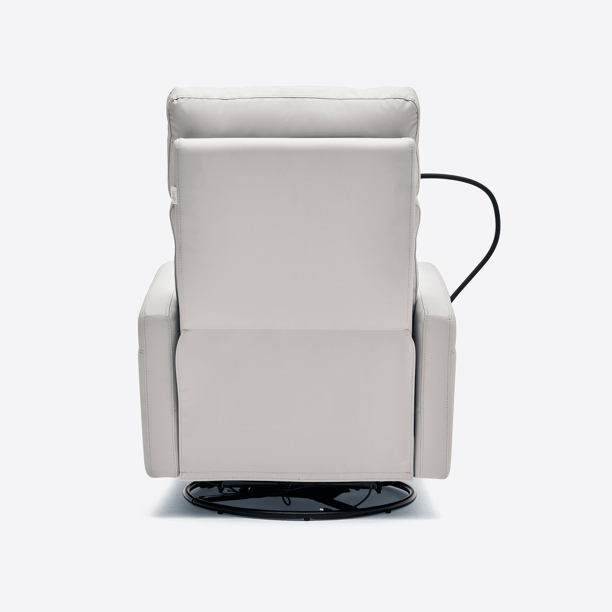 Back view of Airsky Recliner chair with smooth leather finish and hidden swivel base