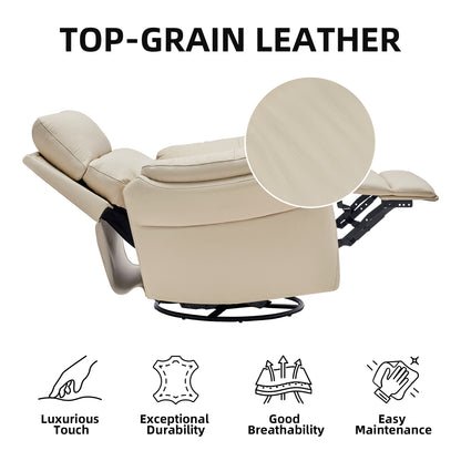 Airsky Genuine Leather Reclining Oversized Swivel Rocker Glider Recliner Chairs For Large-sized Adults