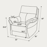 the size of top-grain leather recliner R1