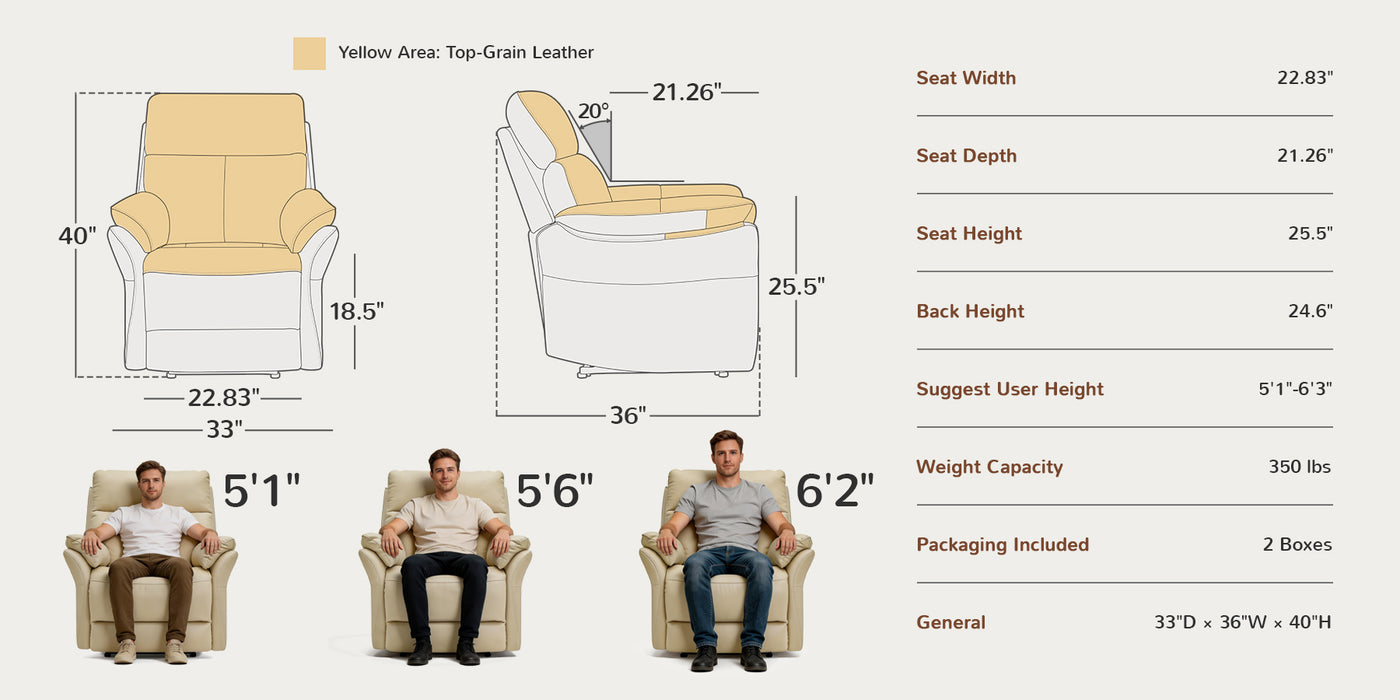 airsky recliner R1 specification for different height people