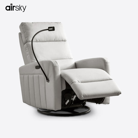 Side angle of Airsky Recliner with extended footrest, modern design for home comfort