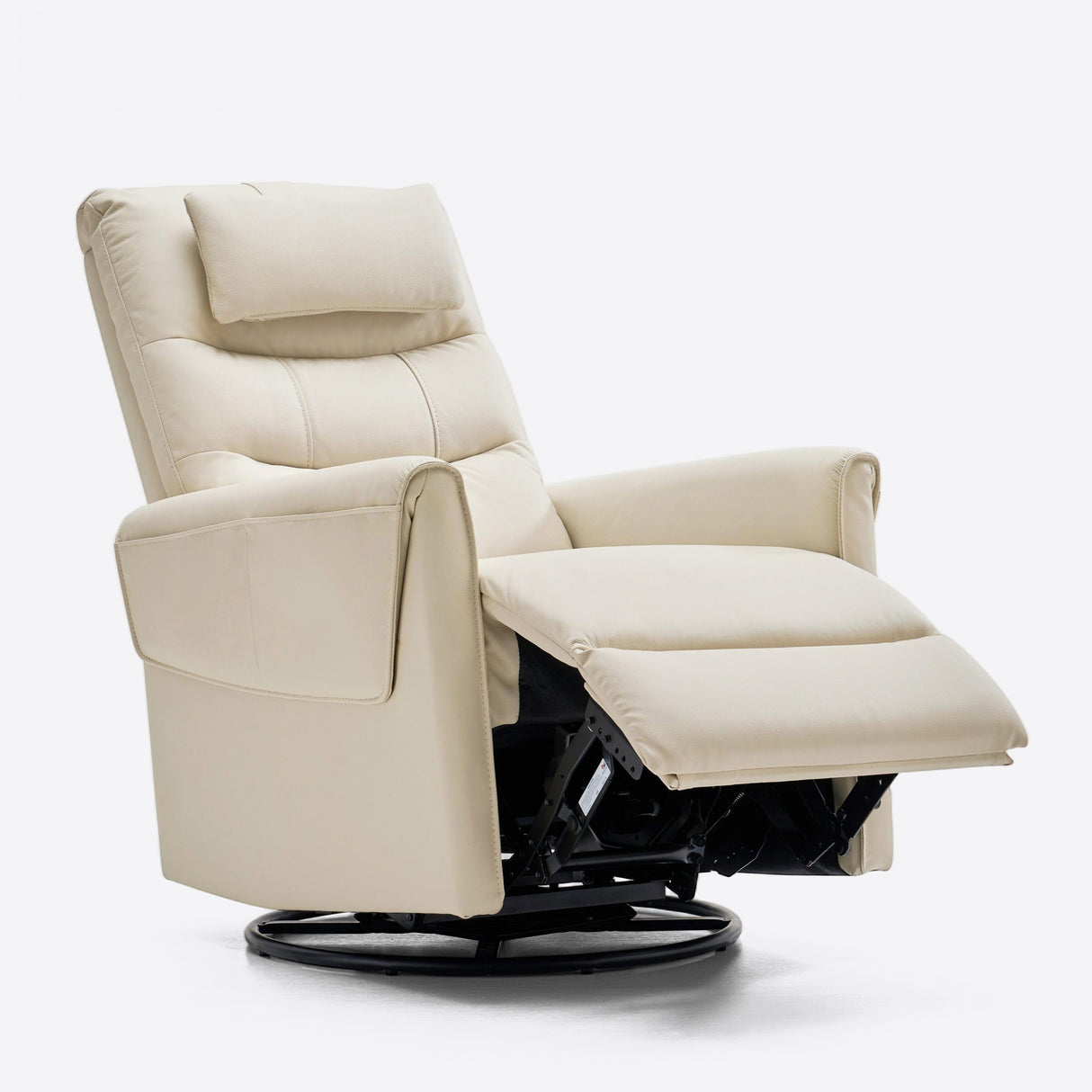 Airsky Manual Genuine Leather Recliner Chair 360° Swivel Rocking Recliners With Removable Headrest R3