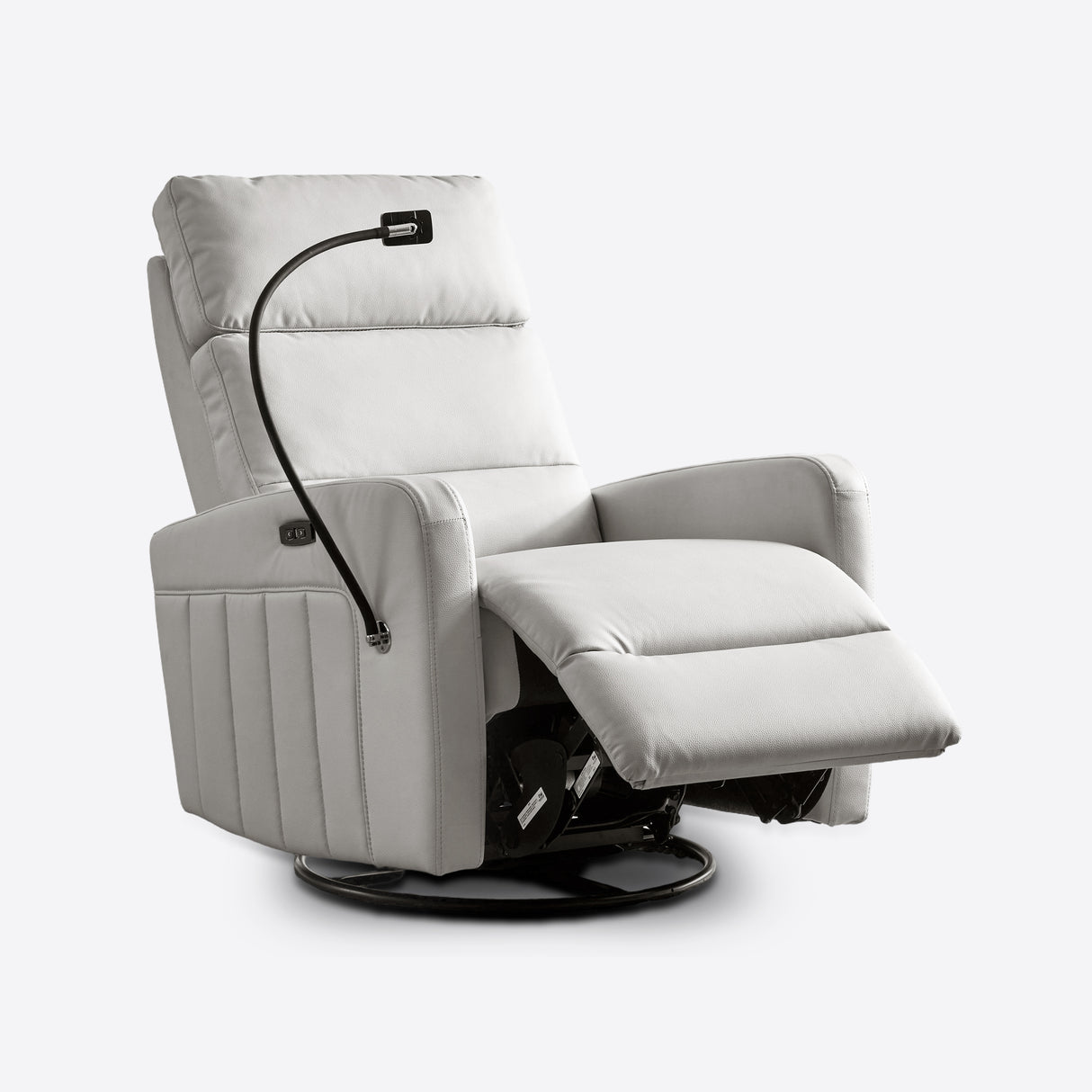Side angle of Airsky Recliner with extended footrest, modern design for home comfort